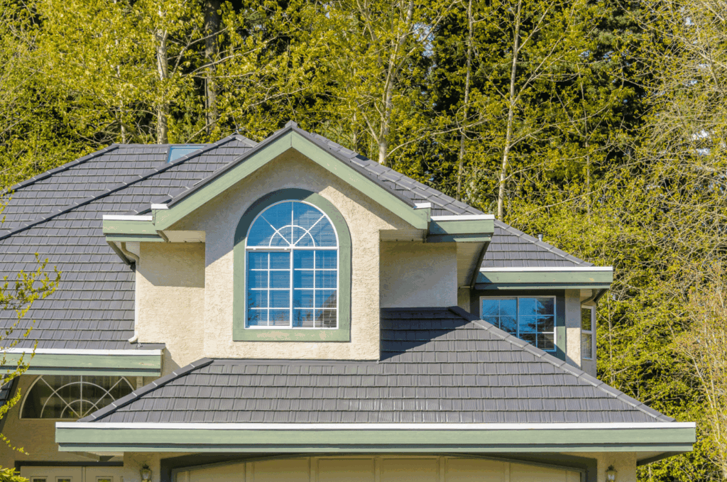 Residential house with stylish metal roofing system that offers strong protection, low maintenance, and long-term value