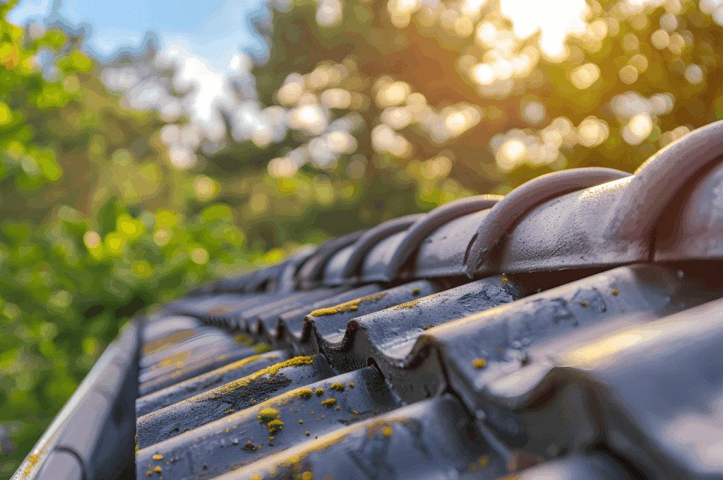 Image of roof with gutter to prevent roof damage and keep maintaining  roofing materials.