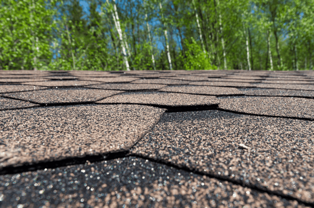 New asphalt shingles installed during roof repair, helping protect the home from rain, wind, and outdoor damage