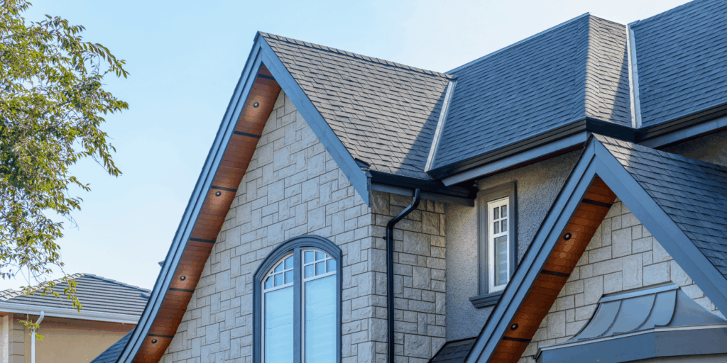 Roof replacement on a modern home provides better weather protection and gives the house a clean, updated appearance