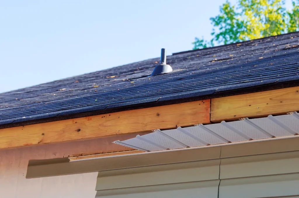 Damaged roofing materials near the roof edge can allow water to enter the home. If left untreated, ongoing moisture exposure can weaken ceilings