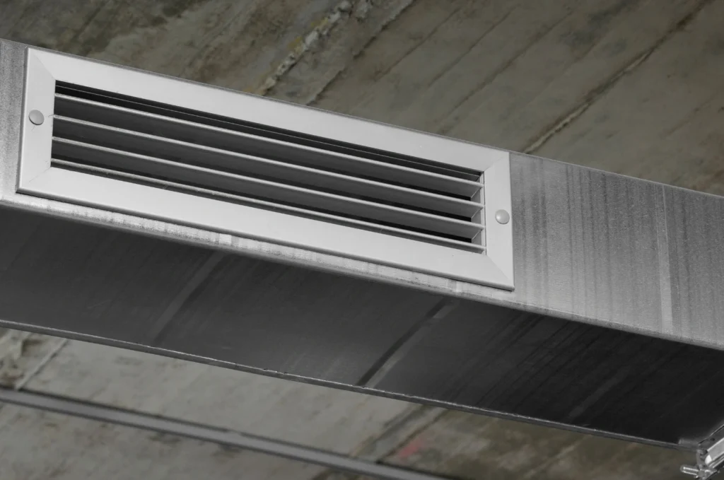Soffit vents fitted beneath the eaves to support balanced roof and attic ventilation.