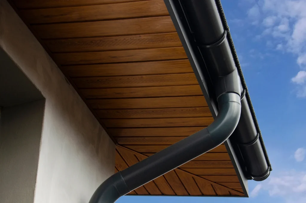 Soffit vents along the roof overhang allowing fresh air to circulate into the attic space