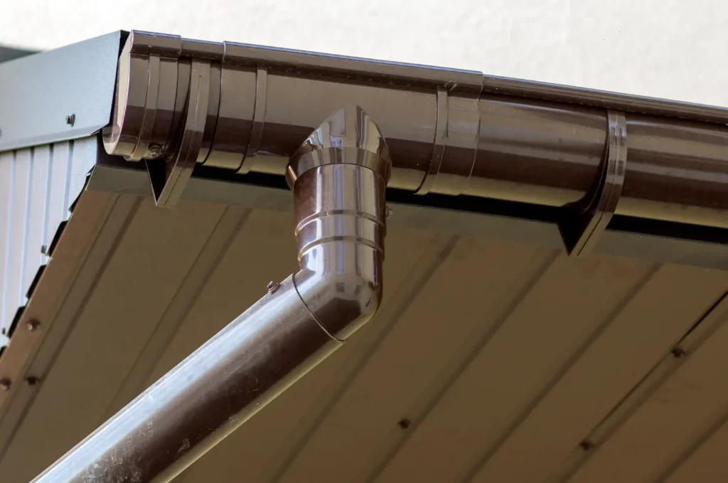 Copper gutters fitted beneath the roof edge, providing reliable drainage with a classic look