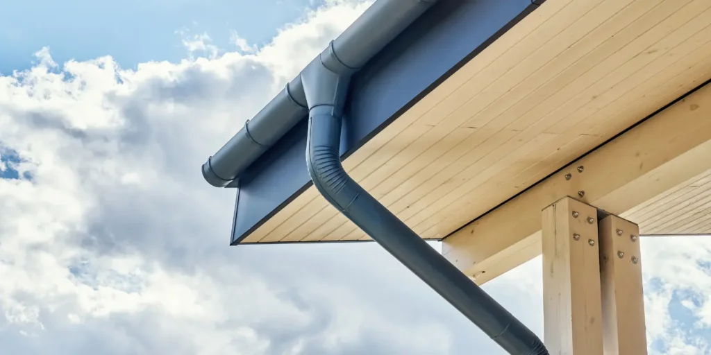 Soffit vent installed under the roof eaves to help fresh air move into the attic.